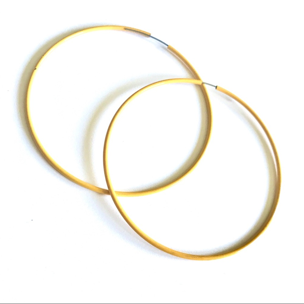 Yellow Hoop Earrings - NWOT - Picture 2 of 2